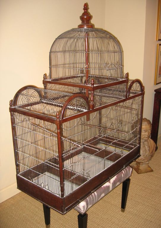 Victorian Birdcage In Mahogany In Excellent Condition In Doylestown, PA