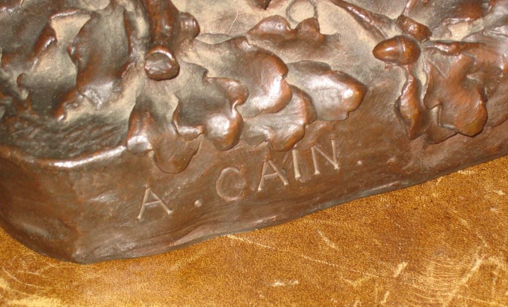 French Large Auguste Cain Bronze of Hunting Dog