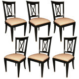 Set Of 6 Black Lacquer Dining Chairs
