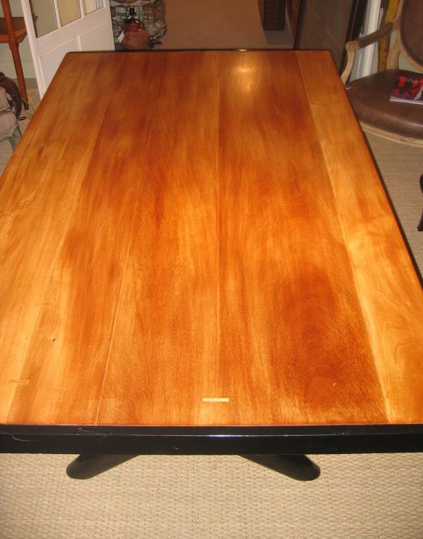 American T.H. Robsjohn-Gibbings Style Dining Table With X-Form Base