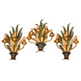 Set Of Three Tole Sconces By Bagues