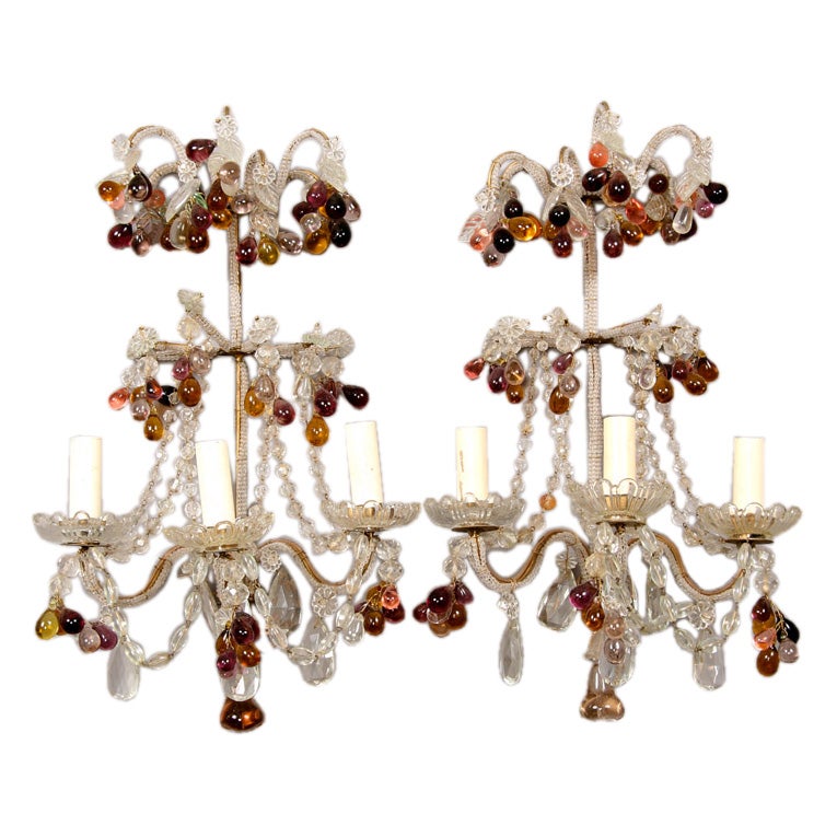 Pair Of Decorative Glass Bead Sconces For Sale at 1stdibs