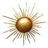 Petite Sunburst Ceiling Fixture In Gilt Tole