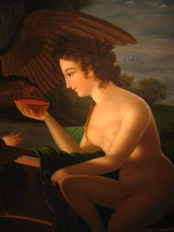 Large Empire Period Oil Painting Of Hebe