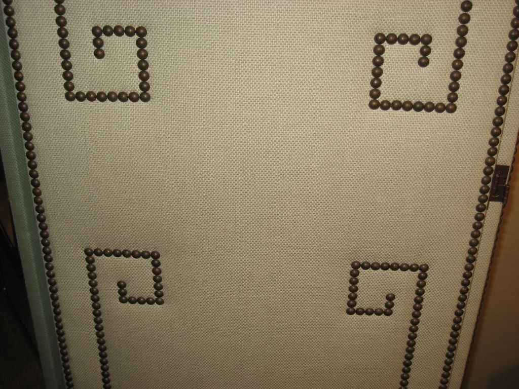 Art-Deco Style 4 Panel Linen Screen