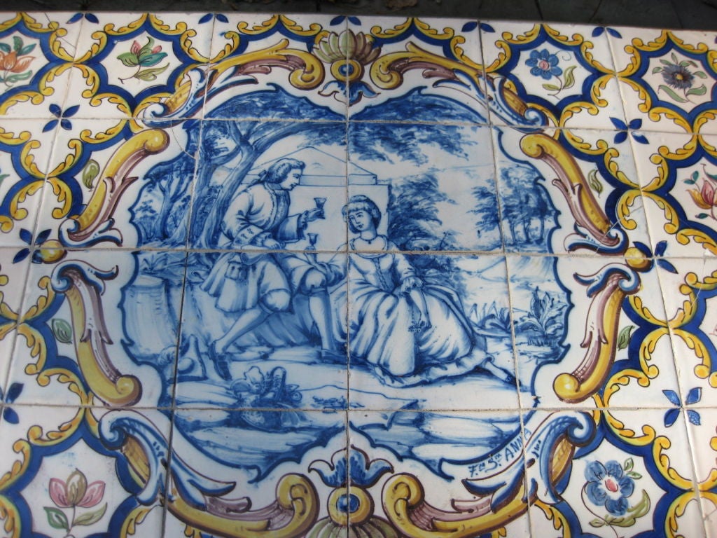 Coffee Table Made From Circa 1900 Portugese Tiles