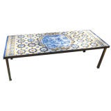 Coffee Table Made From Circa 1900 Portugese Tiles