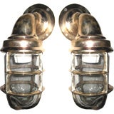 A Pair Of Bronze Lamps From A Ship