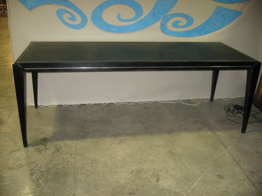 Long Console Or Dining Table With Aluminum Inlay