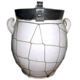 Antique A Wonderfully Decorative "Make Do" Storage Jar