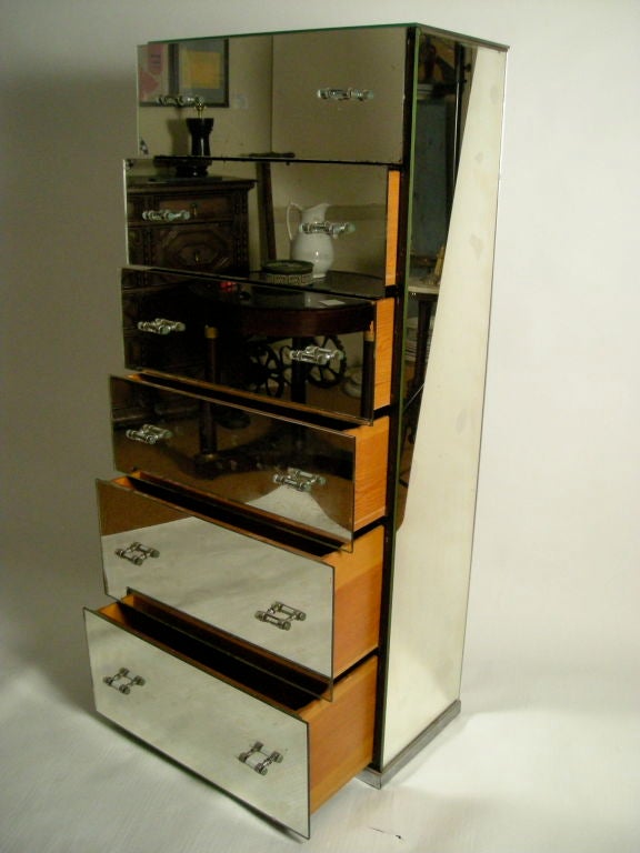 1930's MIRRORED TALL CHEST OF DRAWERS