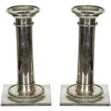 Antique PAIR OF SILVER NEOCLASSICAL COLUMN CANDLESTICKS