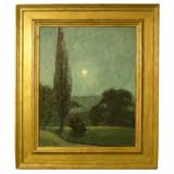 MOONLIT LANDSCAPE OIL PAINTING ATTRIBUTED TO BIRGE HARRISON