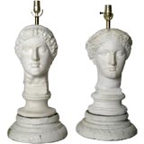 PAIR OF LARGE CLASSICAL HEAD LAMPS