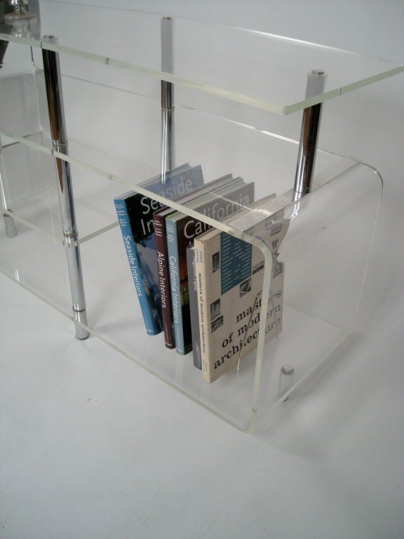 American 1970s LUCITE & CHROME SHELVING UNIT