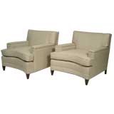 PAIR OF STYLISH CURVED CLUB CHAIRS
