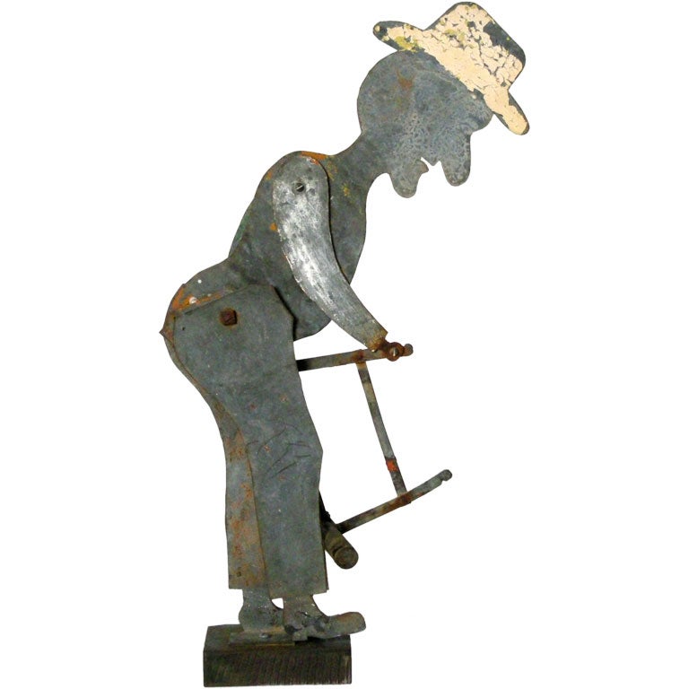 FOLK ART FARMER WITH SAW