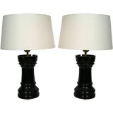 PAIR OF CHESS PIECE LAMPS