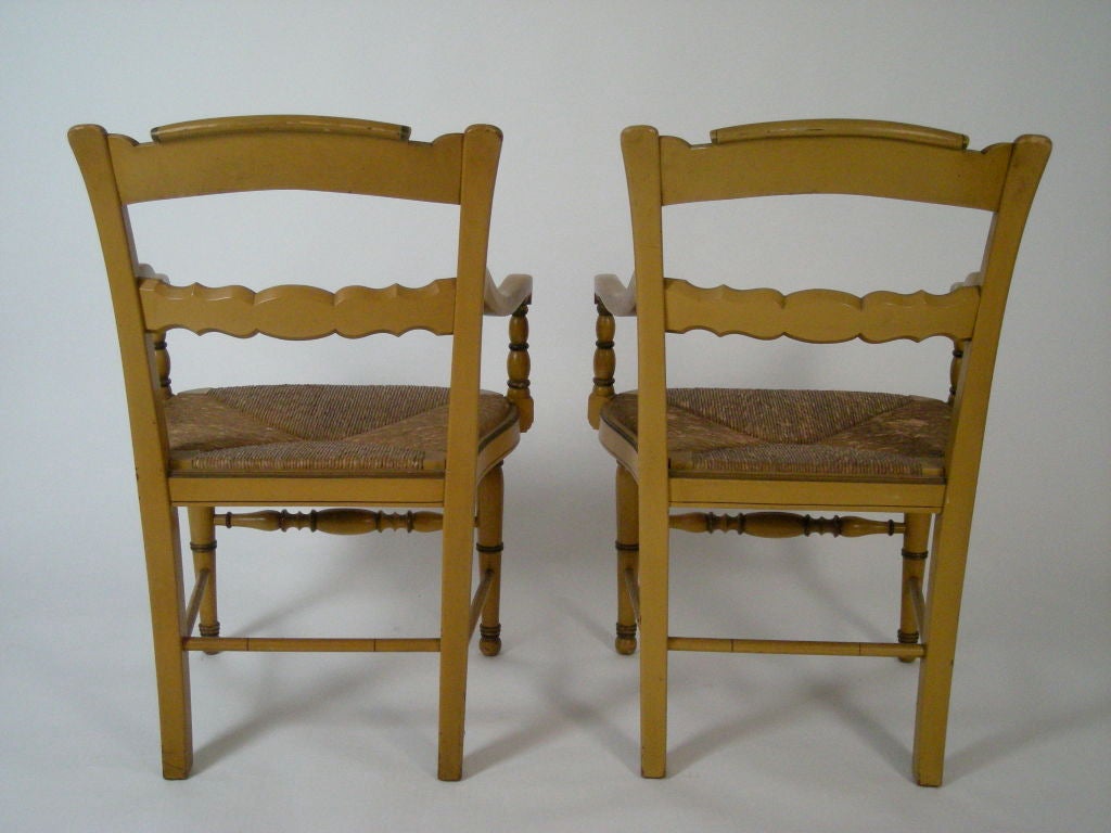 Painted SET OF 6 YELLOW HITCHCOCK ARMCHAIRS