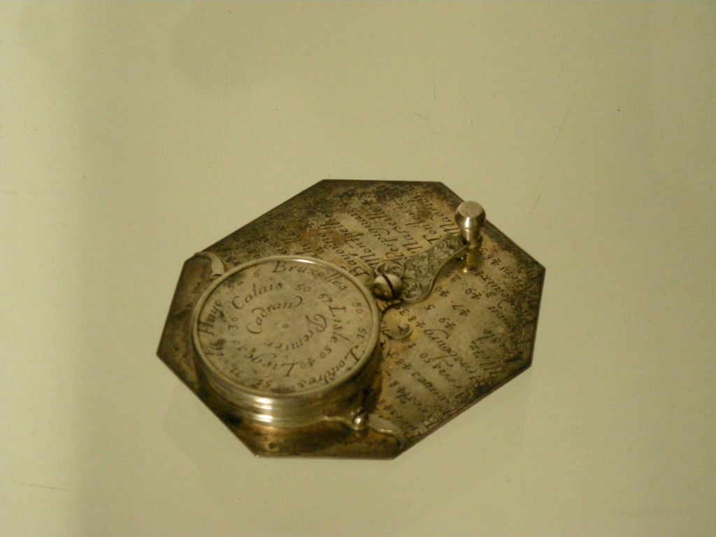 18th Century and Earlier 17TH C FRENCH SILVER POCKET SUNDIAL COMPASS