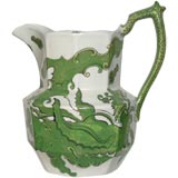 Antique STAFFORDSHIRE GREEN & WHITE DRAGON PITCHER