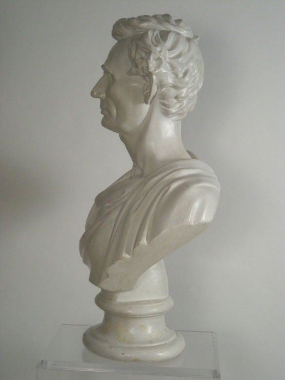 Painted plaster bust of Abraham Lincoln, signed by the Caproni Company, Boston, founded in the 19th century, makers of plaster reproductions of works of art and antiquities for museums (when plaster copies were fashionable for exhibition) and art