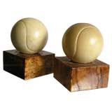 PAIR OF MARBLE TENNIS BALL BOOKENDS