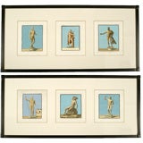 6 HAND COLORED ENGRAVINGS OF NEOCLASSICAL SCULPTURE