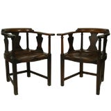 PAIR OF UNCOMMON 18TH C ENGLISH COUNTRY TAVERN ARMCHAIRS