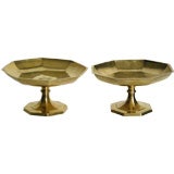 PAIR OF RUSSIAN SILVER GILT TAZZAS, signed Faberge