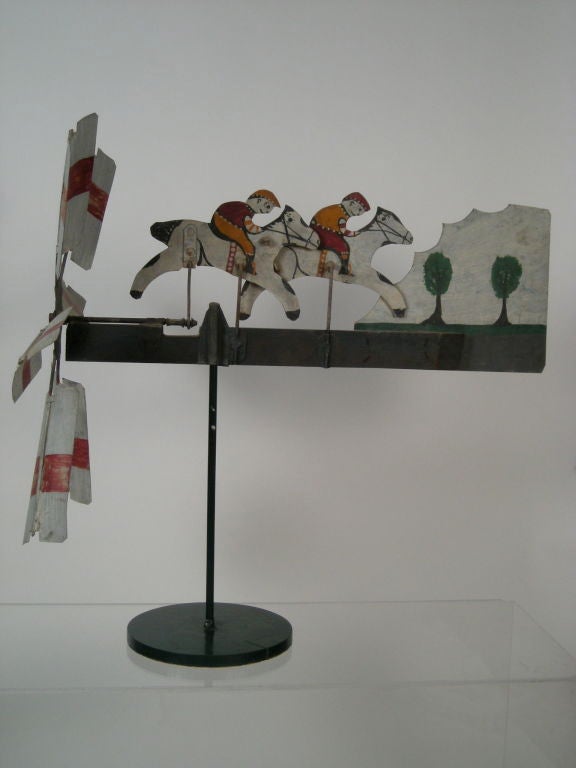 AMERICAN FOLK ART HORSE RACE WHIRLIGIG 1