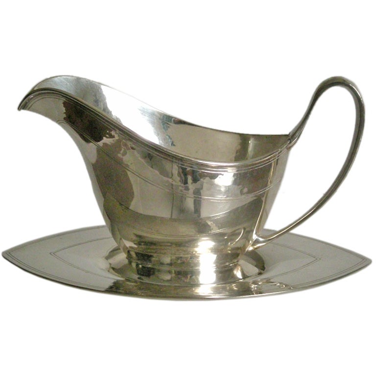 SHEFFIELD SILVER PLATE GRAVY BOAT WITH UNDER PLATE