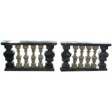 PAIR OF 18TH CENTURY SWISS FAUX MARBRE PAINTED WOOD BALUSTRADES