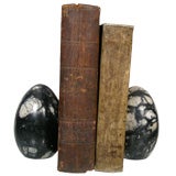 PAIR OF ITALIAN ALABASTER EGG FORM BOOKENDS