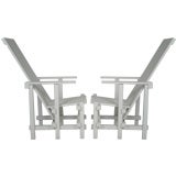PAIR OF GARDEN ARMCHAIRS AFTER A DESIGN BY GERRIT RIETVELD