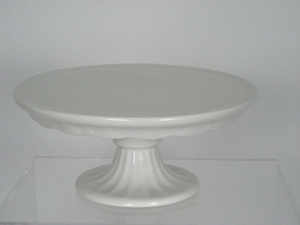 Rare, very large and well potted English white ironstone cake stand marked 'W. M . Co.'  with the royal coat of arms, the 13