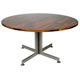 1960s BRAZILIAN ROSEWOOD 54" ROUND TABLE WITH METAL BASE