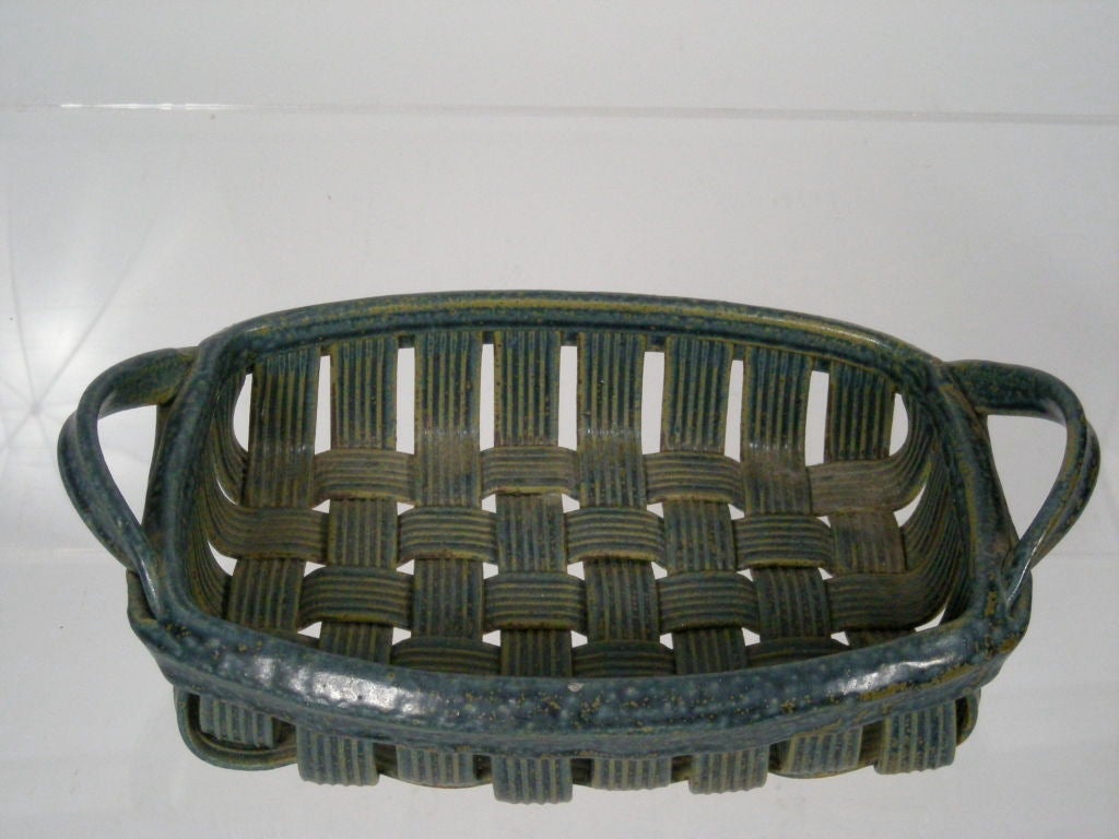 PARMENTIER BLUE POTTERY BASKET at 1stDibs
