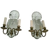 PAIR OF ETCHED MIRRORED SCONCES