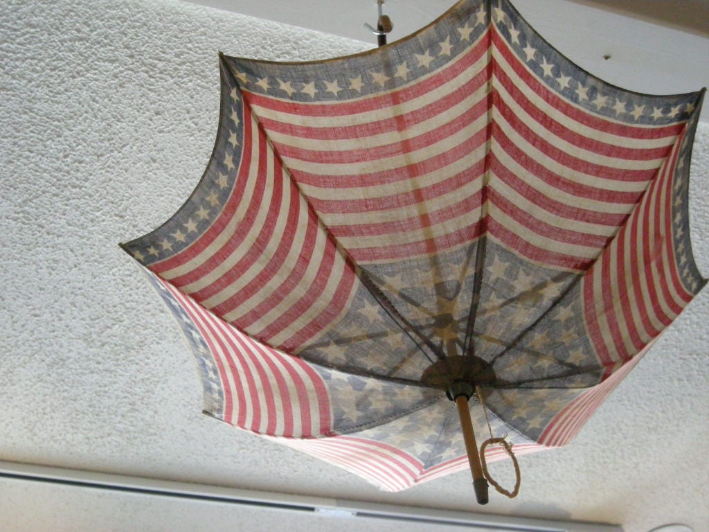 Bamboo PAIR OF CENTENNIAL AMERICAN FLAG PARASOLS