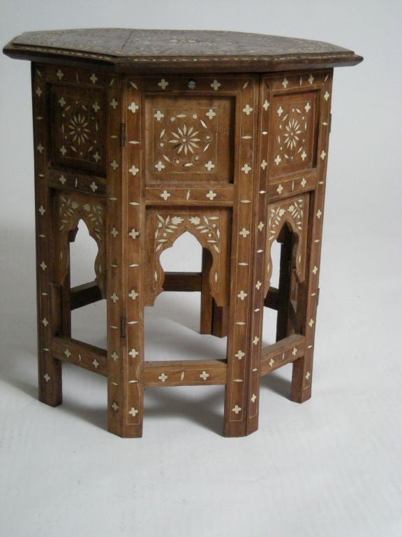Indian INDIAN IVORY INLAID TEAK OCCASIONAL TABLE