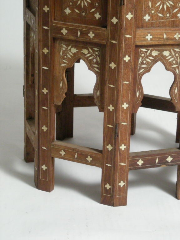 20th Century INDIAN IVORY INLAID TEAK OCCASIONAL TABLE