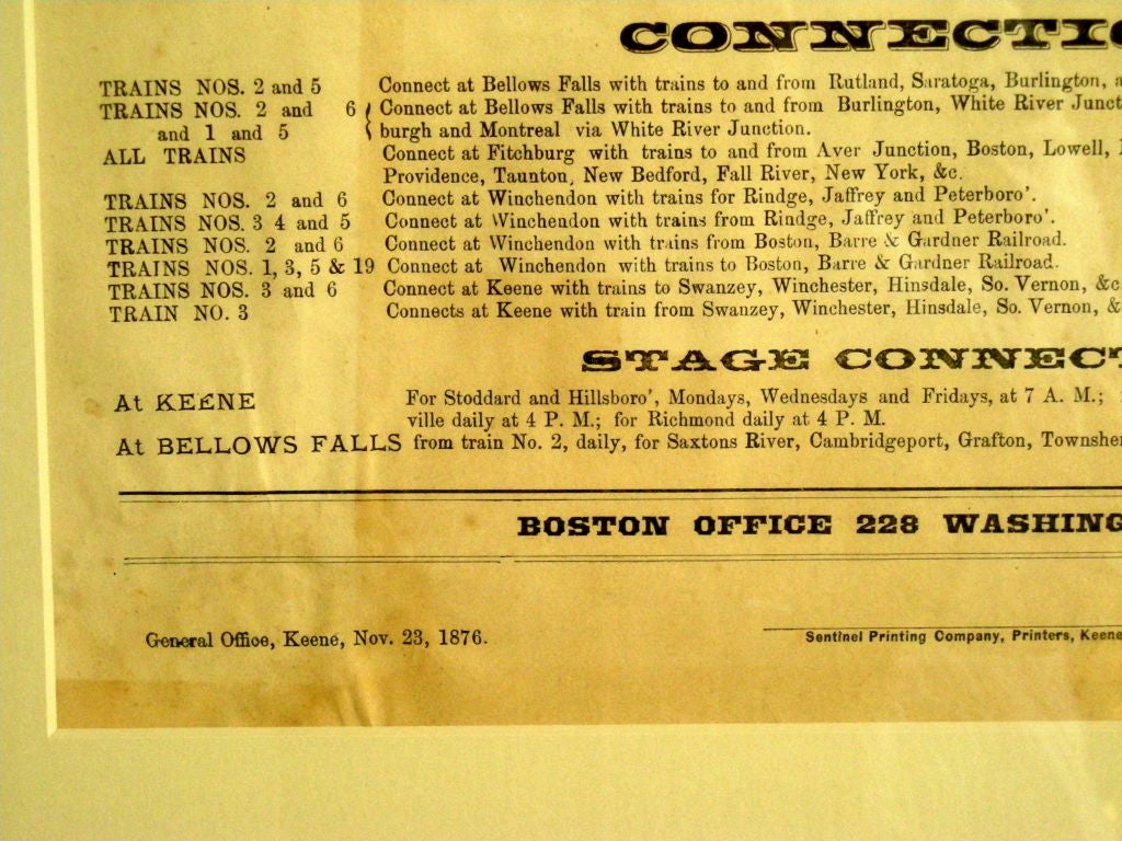19TH C NEW ENGLAND TRAIN SCHEDULE 3