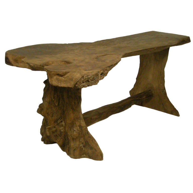 SOLID WALNUT TREE TRESTLE TABLE