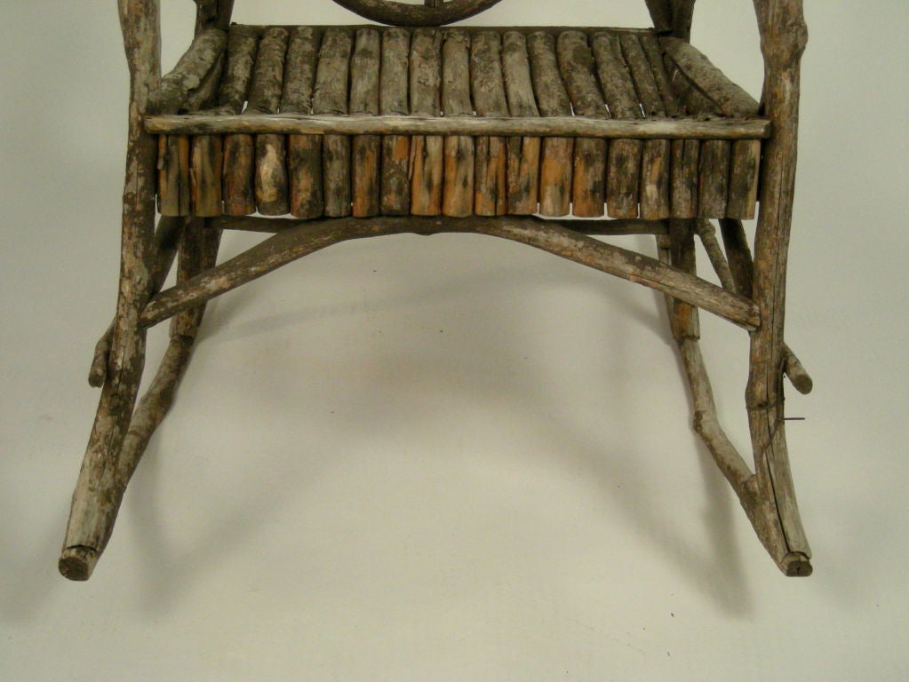 20th Century VINTAGE ADIRONDACK TWIG ROCKING CHAIR