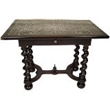 FLEMISH PEWTER INLAID BAROQUE TABLE