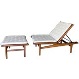 Rare Lounge Easy Chair Daybed and Ottoman by Hans Wegner