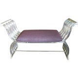 Lucite bench with upholstered seat