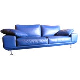 Blue Leather Sofa by Molinari