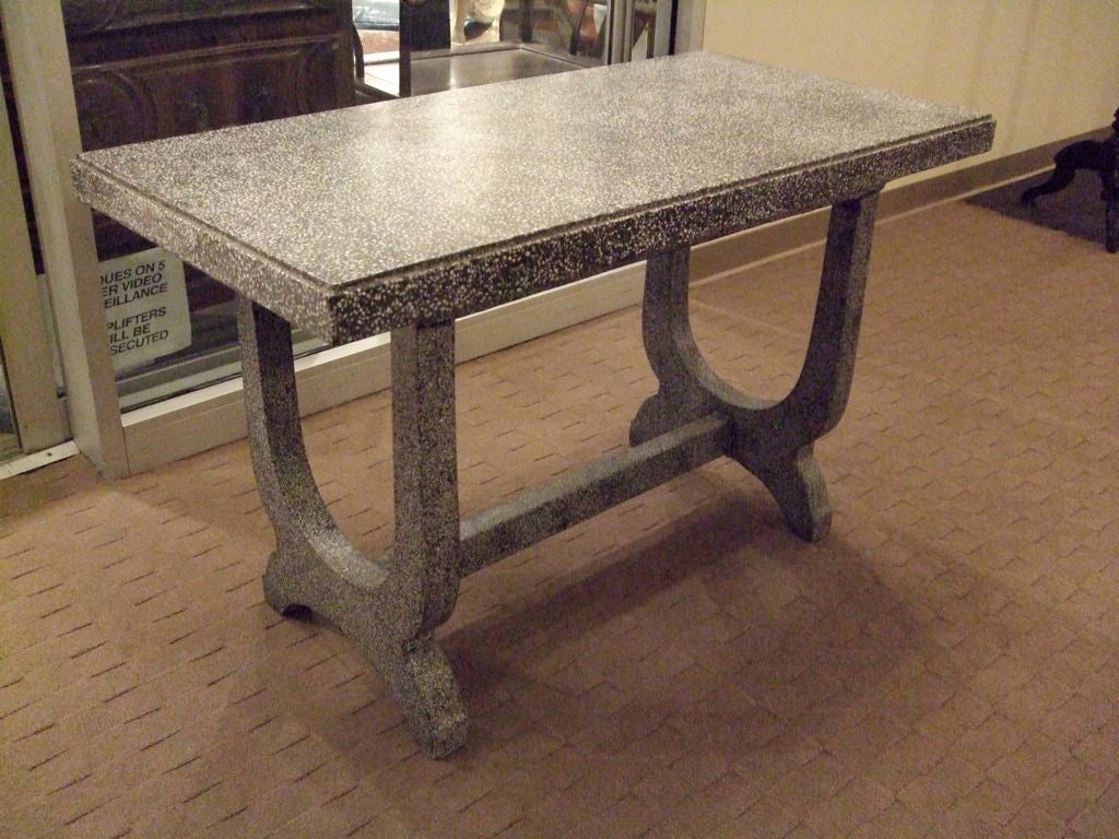 Contemporary black and white granito console table.